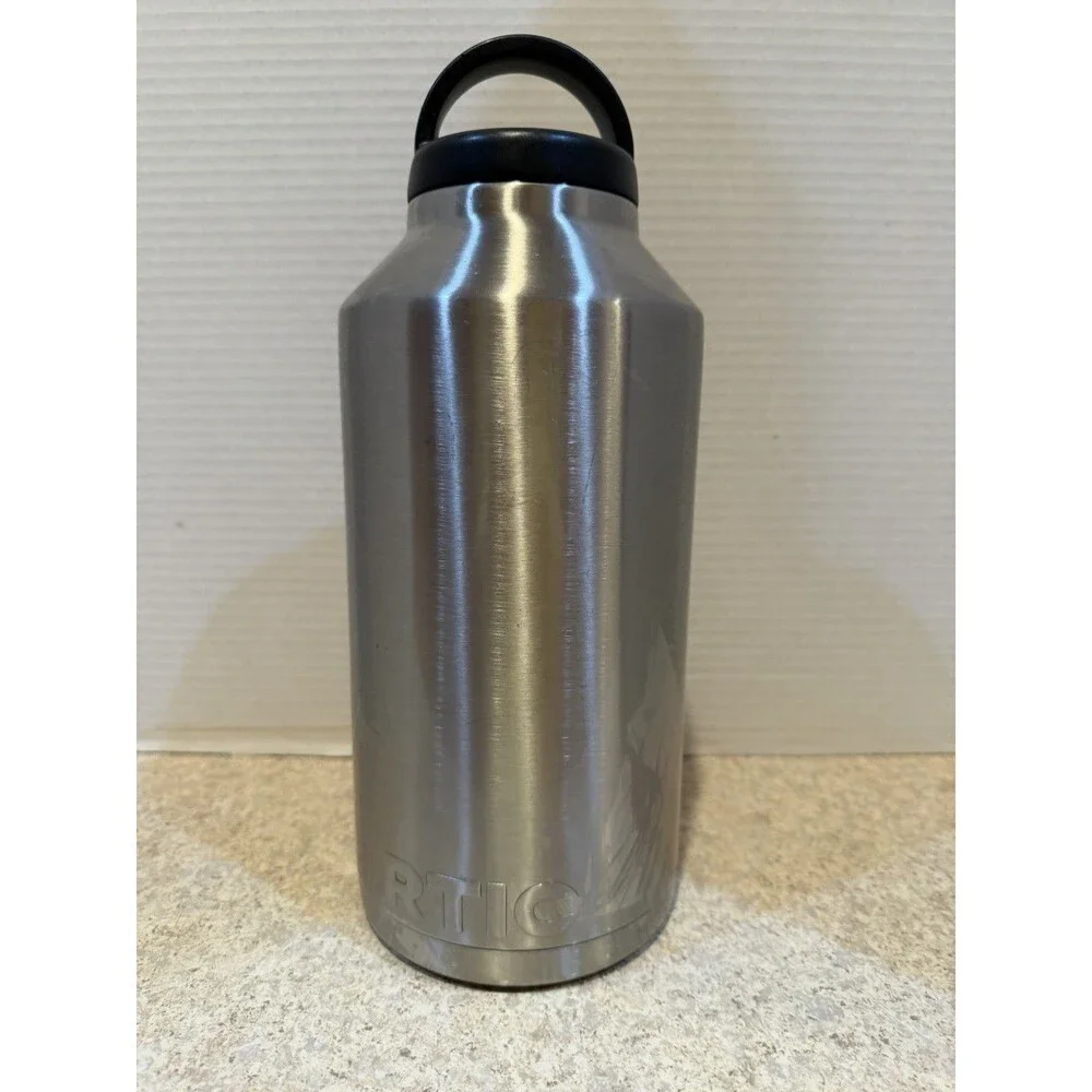 RTIC 64oz Stainless Steel Water Bottle Jug w/ Handle & Lid - Silver, Used